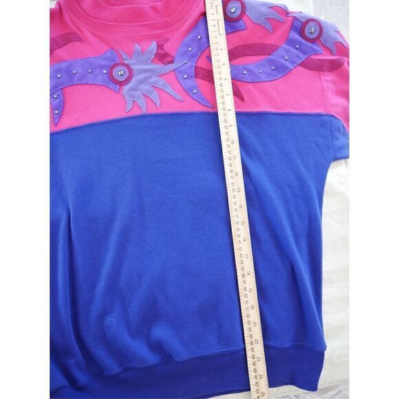 VINTAGE | Red Bandana Studio Patched Pink & Purple Sweatshirt Size Large - Picture 8 of 11